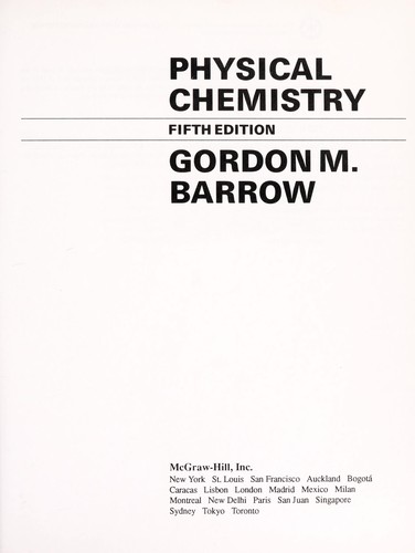 Physical Chemistry - Barrow, Gordon M.