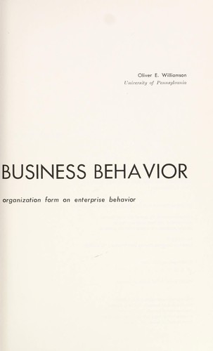 Corporate Control and Business Behavior: An Inquiry into the Effects of Organization Form on Enterprise Behavior (Prentice-Hall International Series i